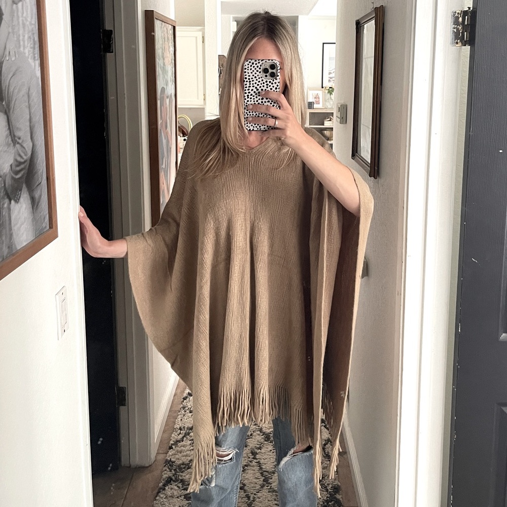 Elegant and Cozy Camel Poncho